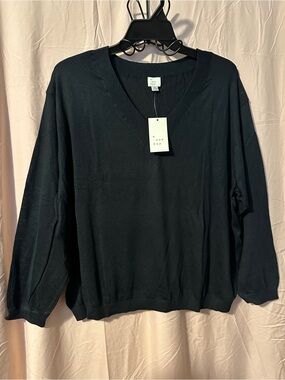 a new day Black V-Neck Knit Top